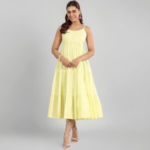 Solid Cotton Fit and Flare Dress