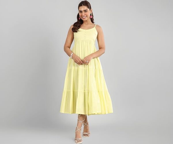 Solid Cotton Fit and Flare Dress